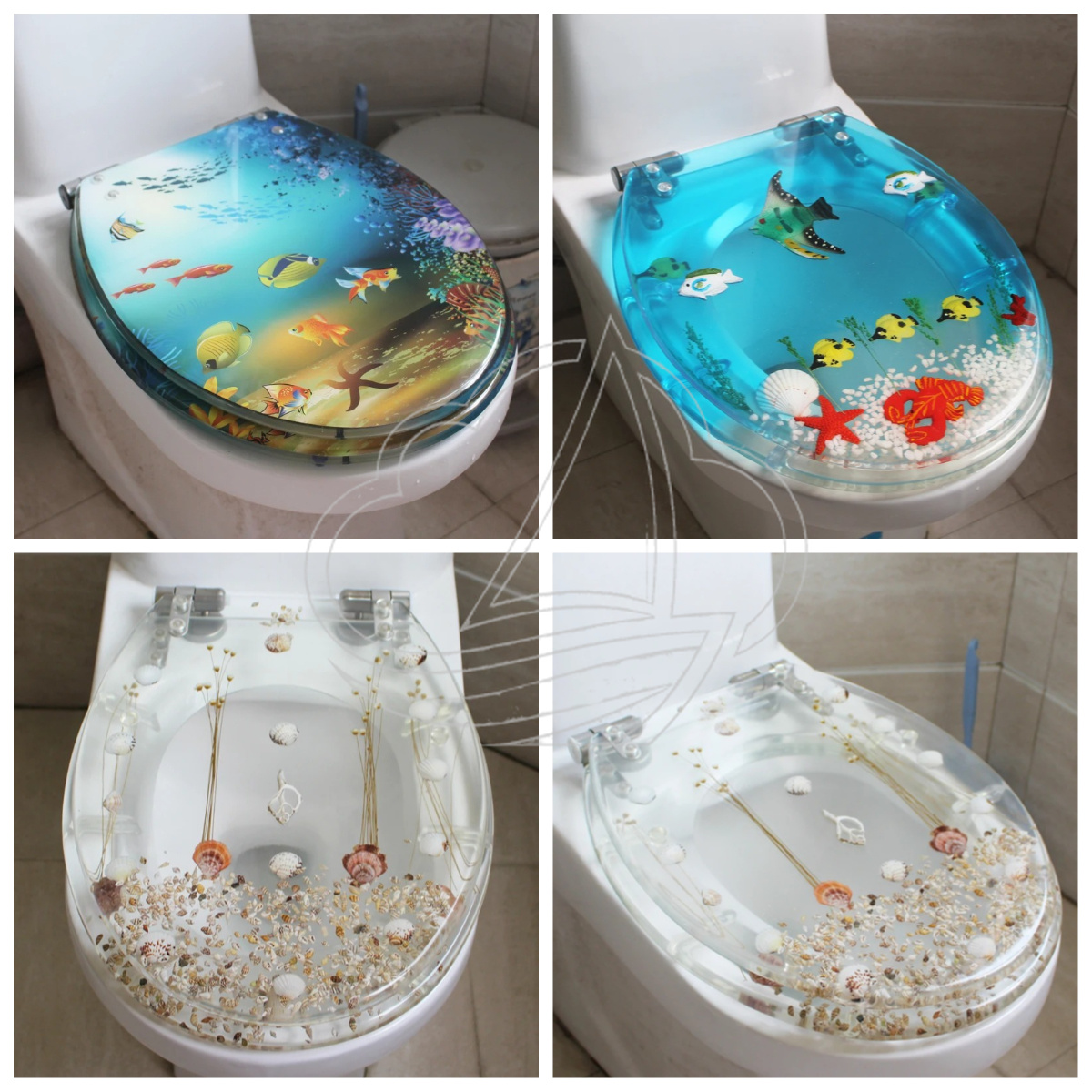 Soft Close Hinge - 47x38cm Premium Resin Toiletbril, RVS Scharnieren